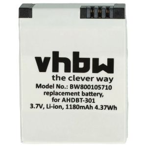 Батерия за GoPro Hero 3 / 3+ – 1180 mAh Li‑Po заместител на GoPro AHDBT‑201/301/302, 1ICP7/26/33-2, 601-00724-00ACHDHN-301