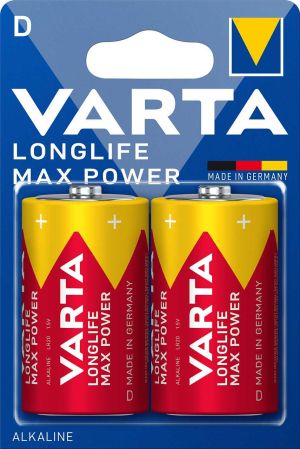 VARTA Longlife Max Power 4720 LR20 D 2бр. – Премиум алкални батерии за максимална мощност и дълготрайна работа