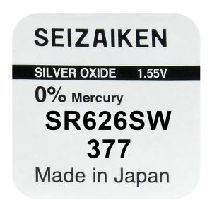 Батерия Seizaiken 377 (SR626SW /SR66) 1.55V Silver Oxide – оригинална Seiko батерия за часовник, Made in Japan