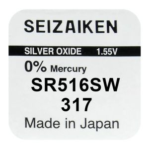 Батерия SEIZAIKEN 317 - Сребърен оксид / SEIKO SR516SW / SR62 – 1.55V – Оригинална от Япония