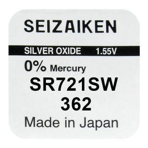 Сребърно-оксидна Батерия SEIZAIKEN 362 / SEIKO SR721SW / SR58 – 1.55V – Оригинална от Япония