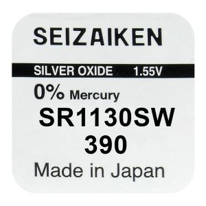 Сребърна батерия SEIZAIKEN 390 / SEIKO SR1130SW / SR54 – 1.55V – Японско качество