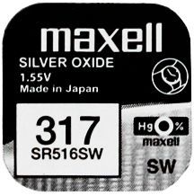 Сребърна батерия MAXELL 317 / SR516SW – японска Silver Oxide батерия 1.55V, 12.5mAh